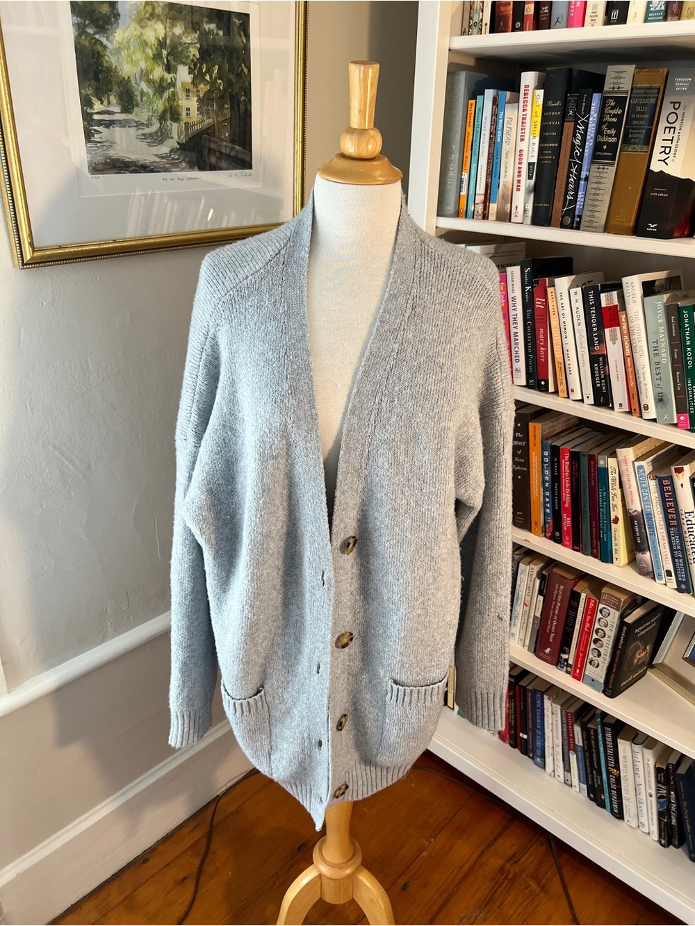 No Boundaries Light Gray Button-Up Women's Cardigan